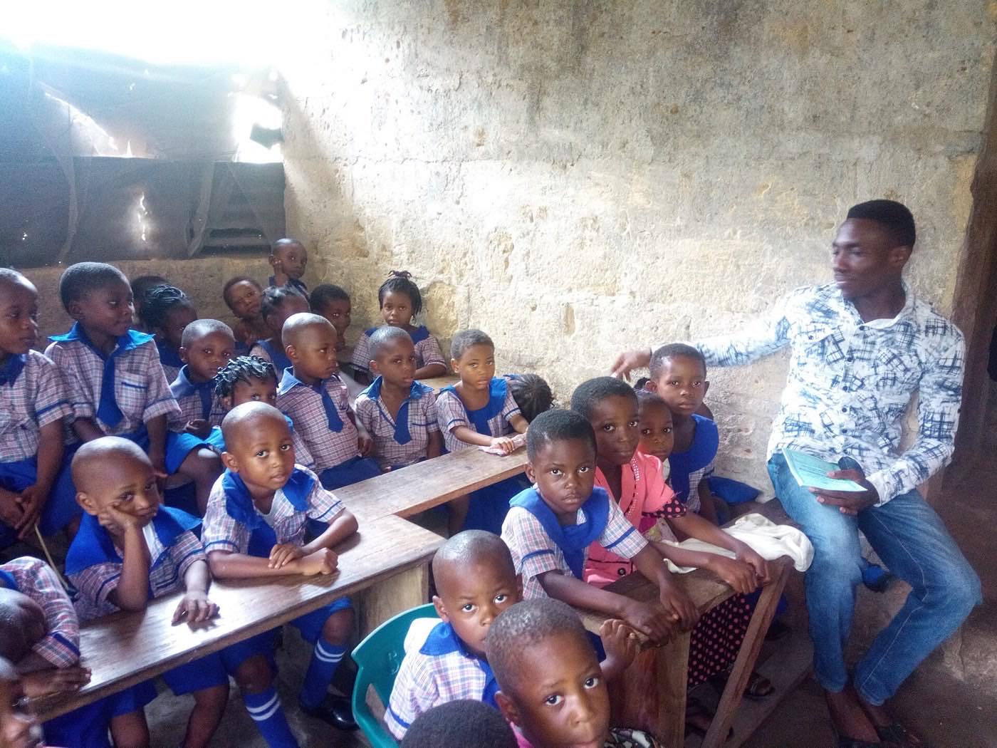 Illustrative image: Nursery school pupils with their teacher in a classroom